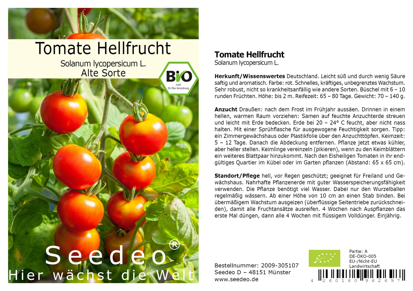 Seedeo® Tomate Hellfrucht (Lycopersicum L.) 35 Samen BIO