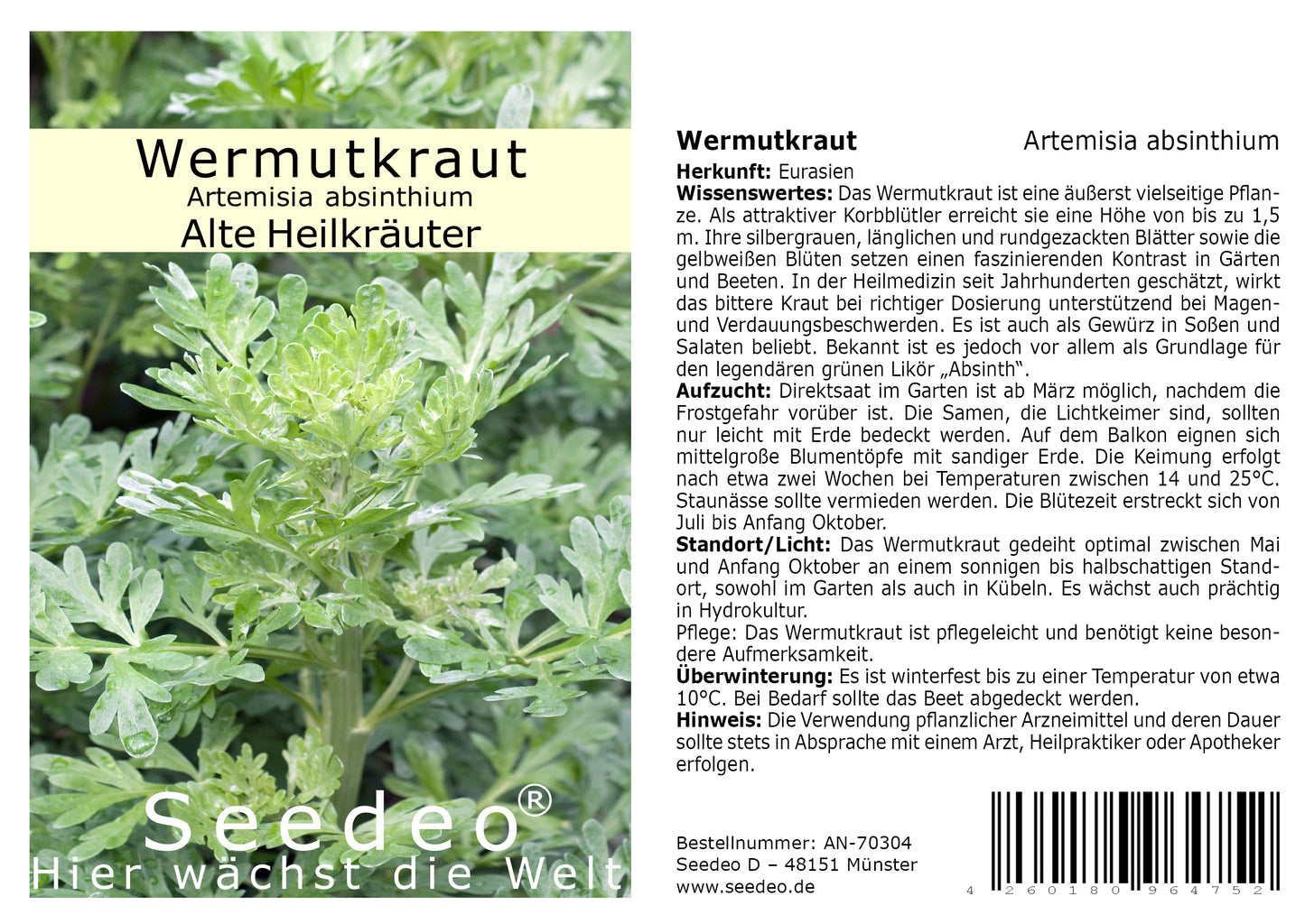 Seedeo® Wermutkraut (Artemisia absinthium) 1000 Samen