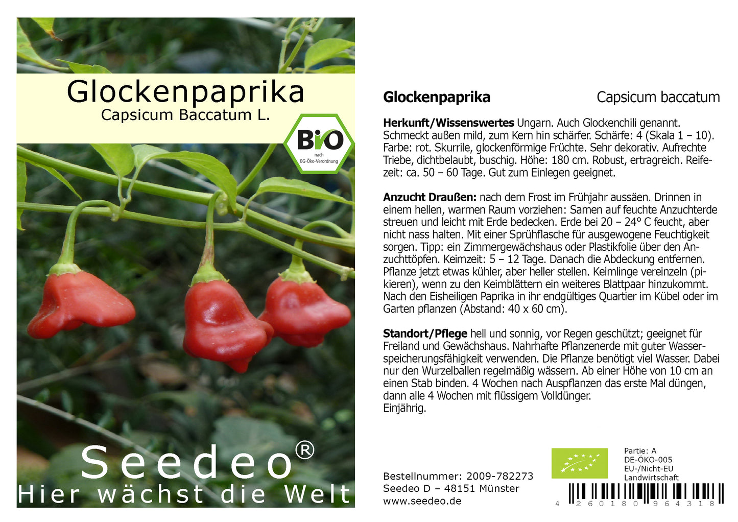 Seedeo® Glockenpaprika (capsicum baccatum L.) Samen BIO