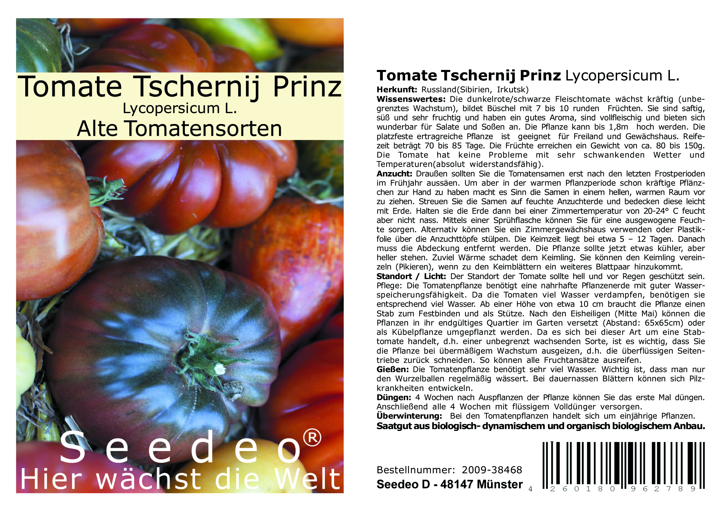 Seedeo® Tomate Tschernij Prinz  (Lycopersicum L.)  25 Samen BIO