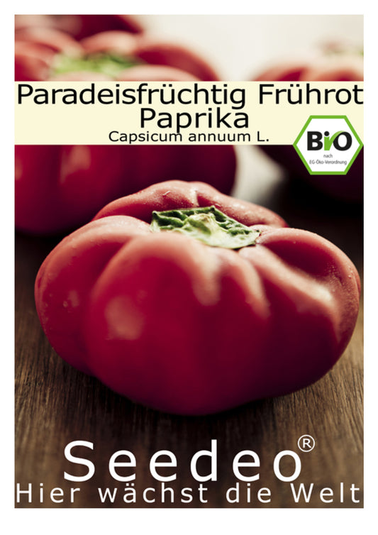 Seedeo® Paprika Paradeisfrüchtig Frührot (Capsicum annuum L.) 20 Samen BIO