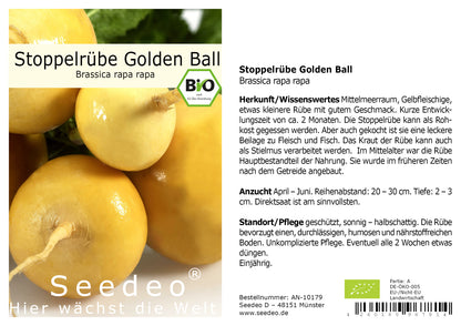 Seedeo® Stoppelrübe Golden Ball   (Brassica rapa rapa)  ca. 200 Samen BIO