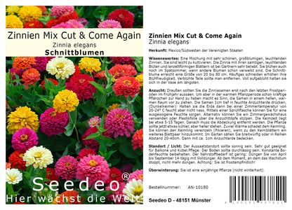 Seedeo® Zinnien Mischung Mix Cut & Come Again ca. 150 Samen