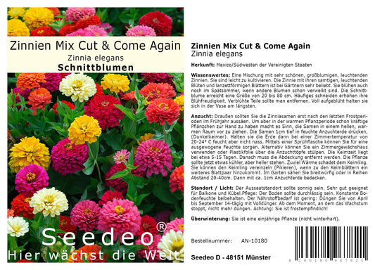 Seedeo® Zinnien Mischung Mix Cut & Come Again ca. 150 Samen