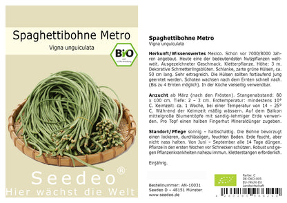 Seedeo® Spaghettibohne Metro (Vigna unguiculata)  20 Samen BIO