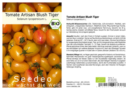 Seedeo® Tomate Artisan Blush Tiger (Lycopersicum L.) 25 Samen BIO