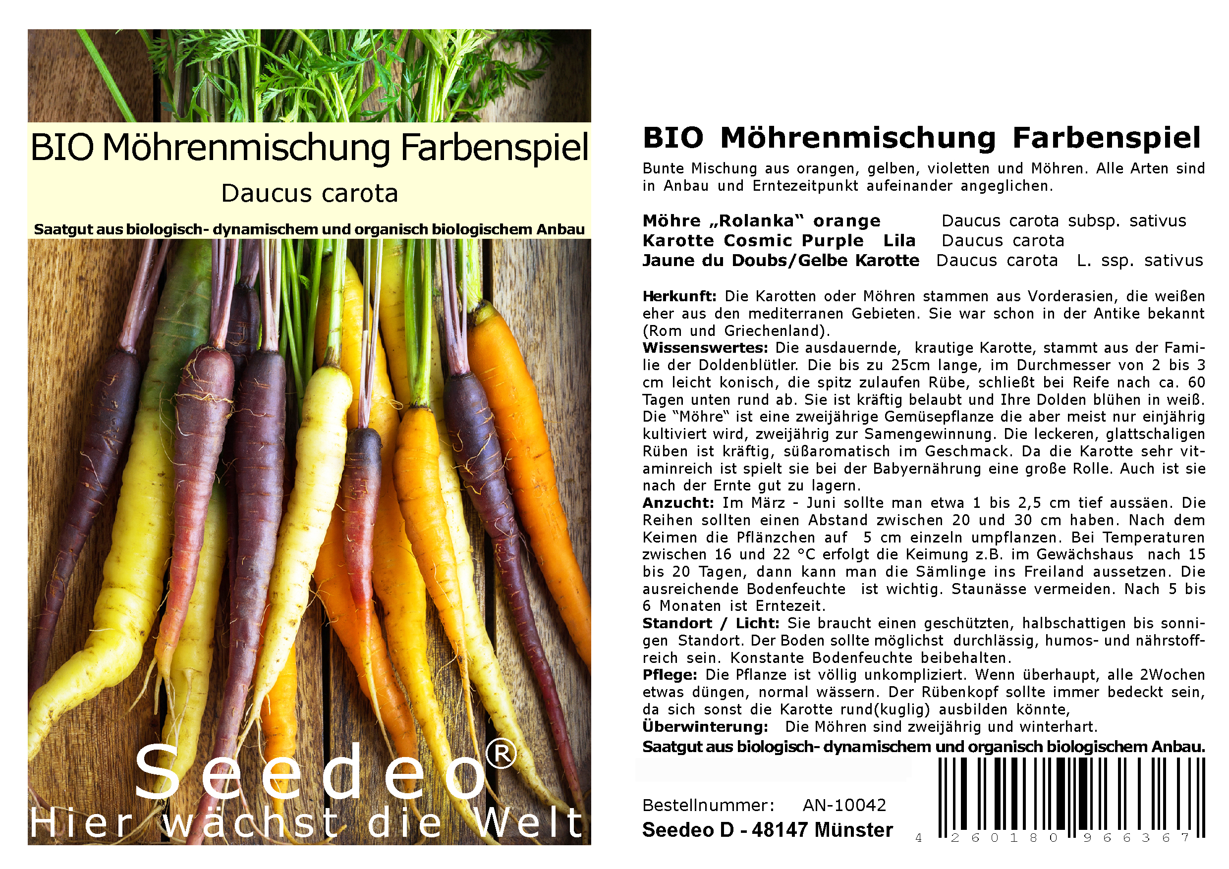 Seedeo® Möhrenmischung Farbenspiel BIO ca. 1000 Samen